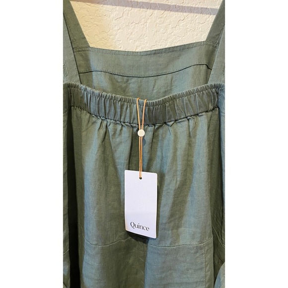 Quince Jumpsuit Size S Green European Linen Square Neck Beach Minimalist NWT - Picture 5 of 11